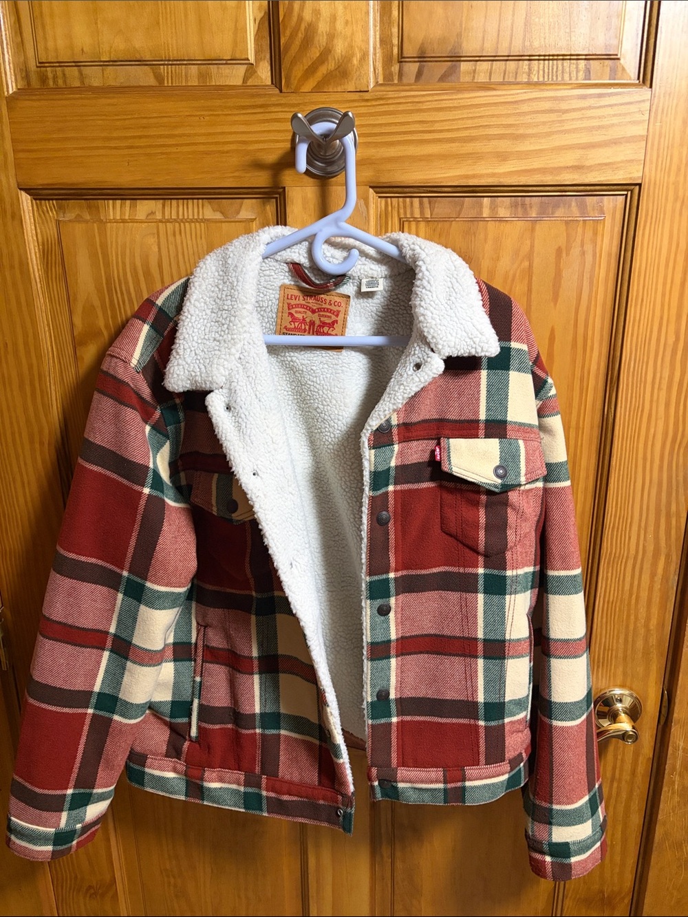 Levi's Plaid Sherpa Jacket - Red, Cream & Green